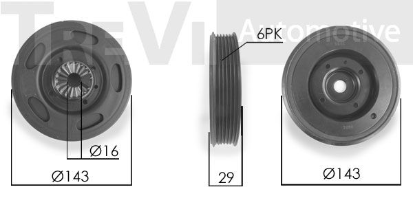 TREVI AUTOMOTIVE Ременный шкив, коленчатый вал PC1178